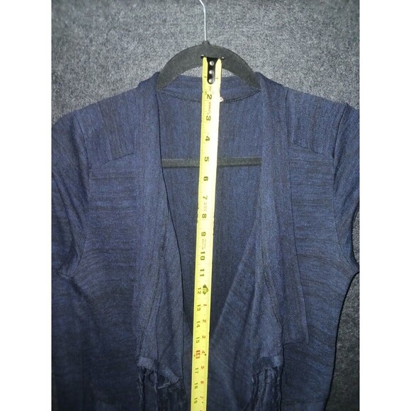 Free People Women's Navy Blue Small Cardigan Duster Fringe Long Sleeve Sweater - Picture 12 of 13